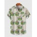 Full-Print Flamingo With Nature Leaf And Coconut Trees Printing Men's Short Sleeve Shirt