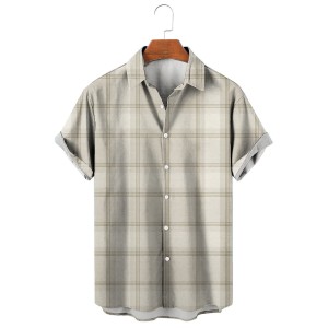 Men's Casual Plaid Print Shirt 43914792X