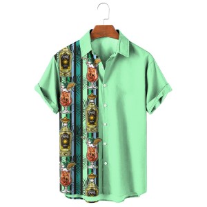 Alcoholic Bright Contrast Hawaiian Short Sleeve Shirt
