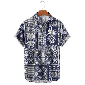 Men's Hawaiian Style Tribal Logo Element Short Sleeve Shirt